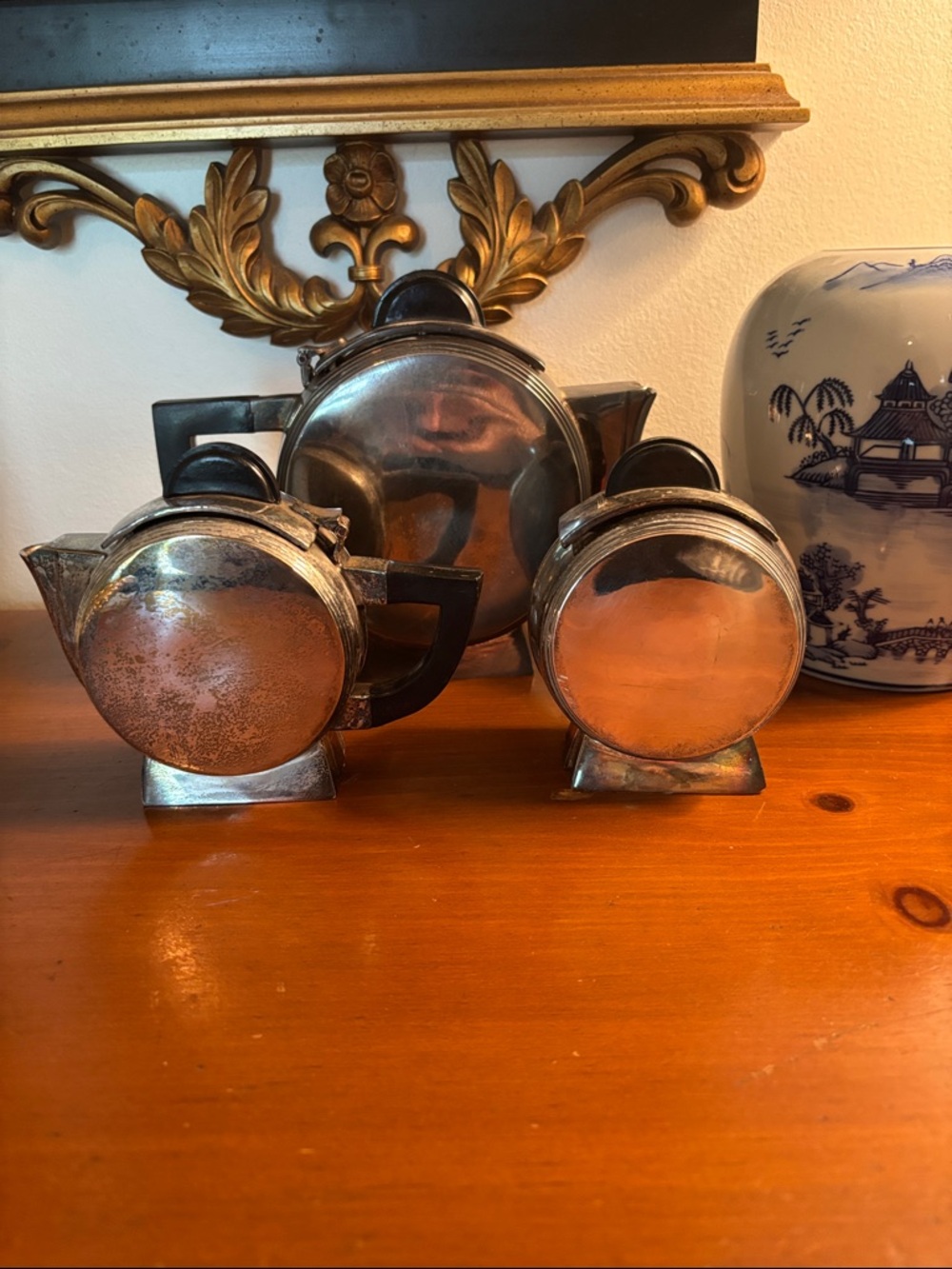 Vintage Art Deco Silver Plated Tea Set - 3 Piece